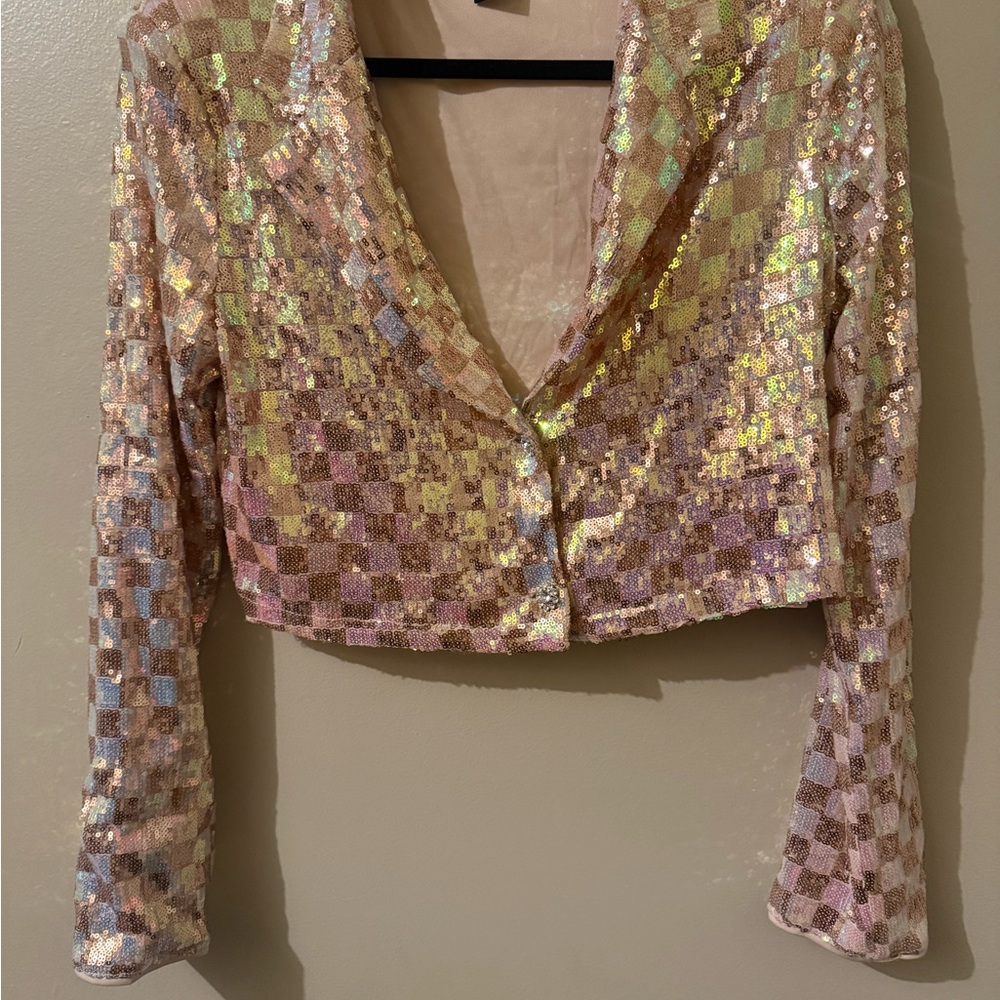 Forever 21 Sequin Blazer in Pink and Gold